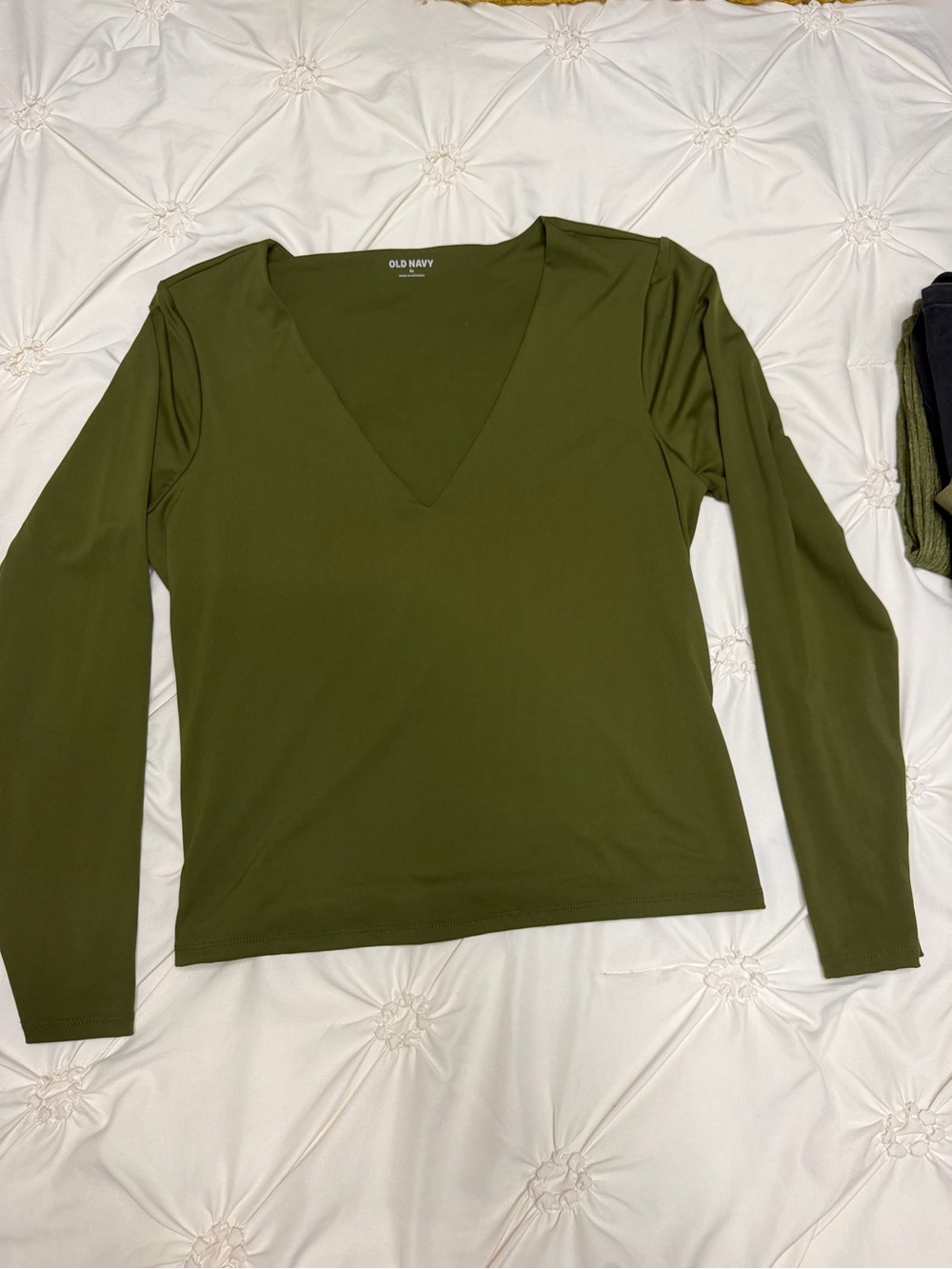 Old Navy Olive V-Neck Long Sleeve Top